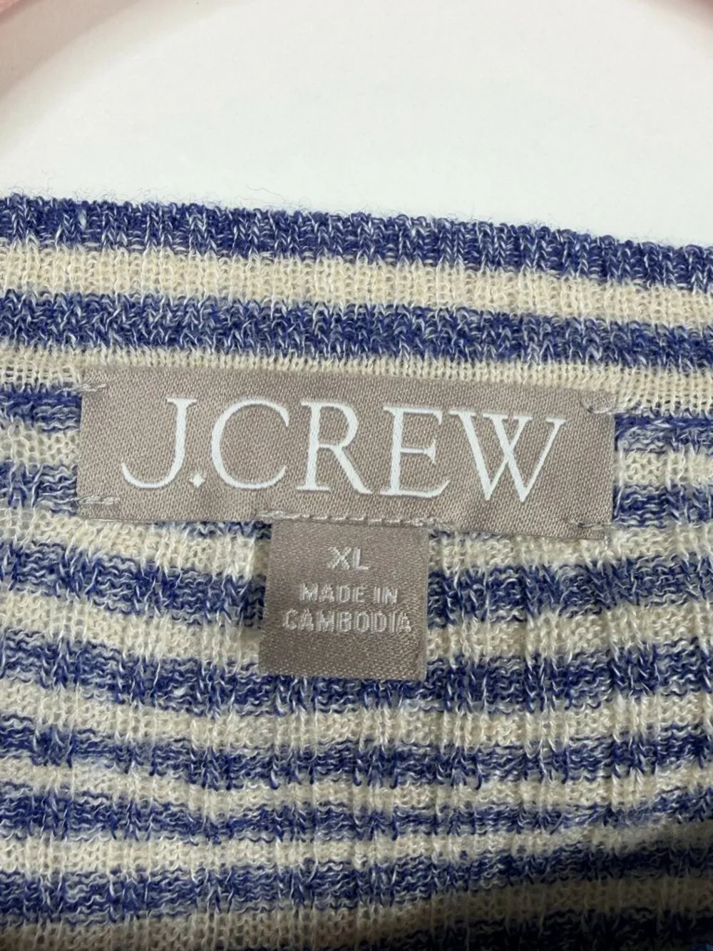 J. Crew Striped Cap Sleeve Tee Blue White XL #A3083